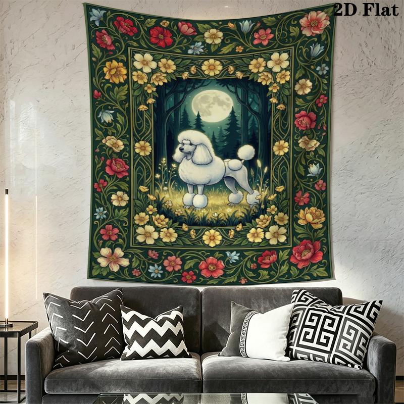 Poodle Wall Tapestry Aesthetic Wall Hanging Printed Fabric Blanket Decorative Tapestries for Bedroom Living Room Home Decor