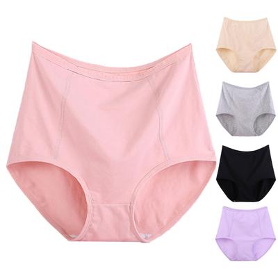 Lady Panties Elastic High Waist Solid Color Sweat Absorption Moisture Wicking Anti-septic Menstrual Period Plus Size