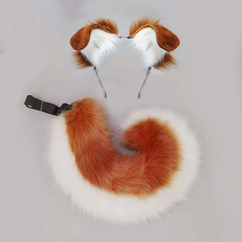 

12 Styles 2Pcs/Set Furry Anime Dog Ear Headband Tail Cartoon Comic-Con Cosplay Costume Accessories Plush Animal Ears Tail ear and tail