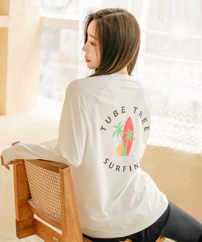 Tyubeuteuli Surfing Women'S Loose Fit Long Sleeve Rash Guard B607 Ivory