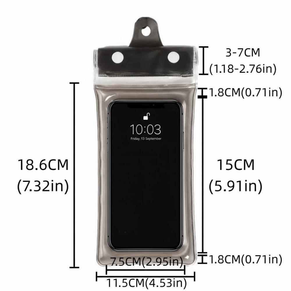 Floating Design Water-Sprinkling Festival Phone Pouch Transparent Touchable Swimming Bag Three Fold Full View Waterproof Bag