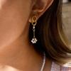 Youthway Elegant Imitation Pearl Flower Drop Earrings For Women  Gold Plated Stainless Steel Earrings Simple Fashion Jewelry