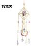 Wind Chime Faux Crystal Suncatcher for Window, Natural Stone Rainbow Maker with Prism Home Decoration Pendant Indoor Outdoor, Home, Garden,
