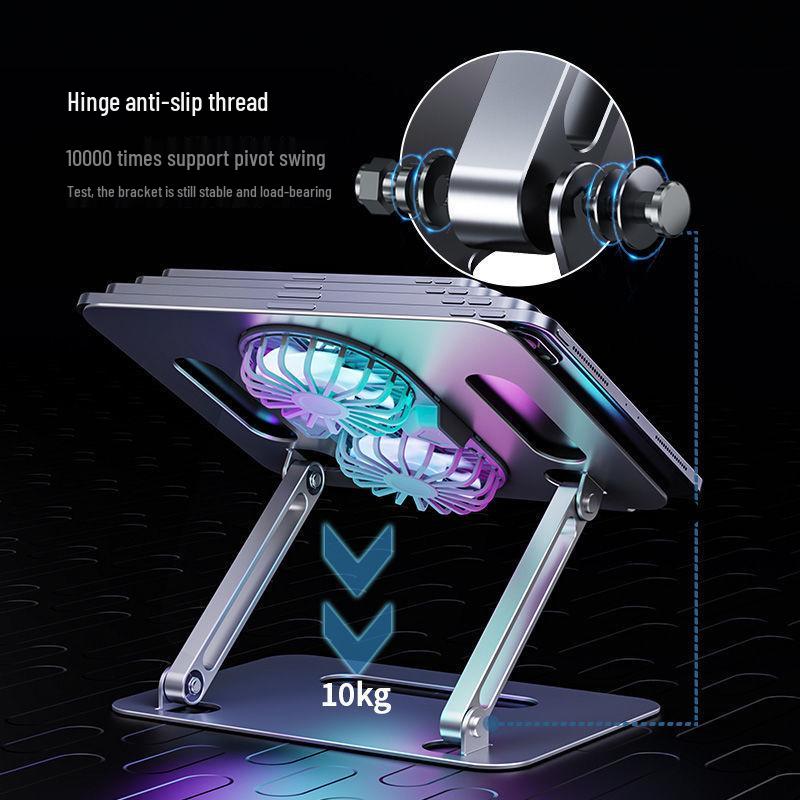 Aluminum Alloy Laptop & Tablet Cooling Stand with Fan - Foldable Design