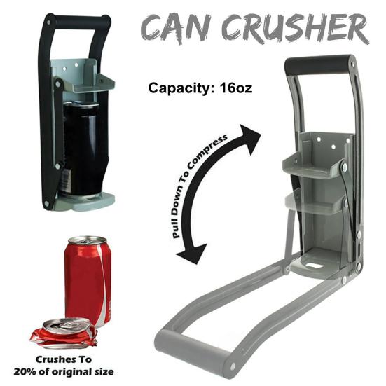 1 Set 16 Oz 500ml Can Crusher Soft Handle Wall-mounted Labor-saving Iron Beer Can Jar Plastic Bottle Presser Crushing Tool for Everyday Life