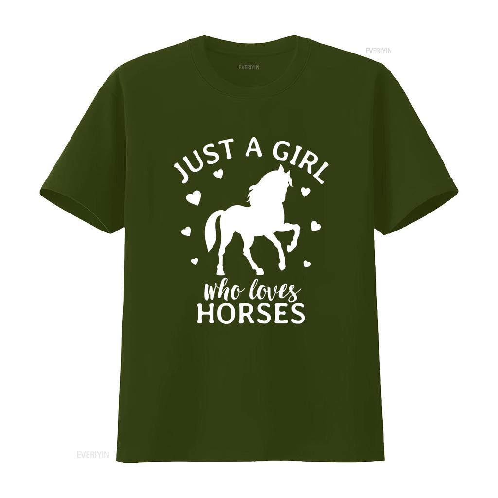 Just A Girl Who Loves Horses Cowgirl Horse Riding T Shirt vintage Washed homme graphic Casual Stylish Versatile streetwear Soft