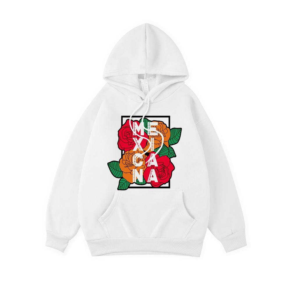 Mexico Letter Flag Printed Hoodie Women Comfortable Loose Hooded Winter Fleece Warm Sweatshirt Basics Streetwears
