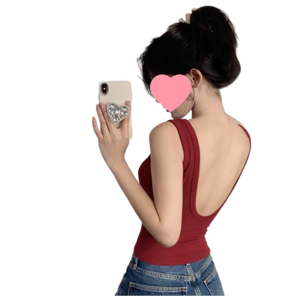 Summer sling vest with chest pad, women's outer wear, beautiful back bra with integrated backing, American halter sports top