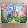 One Piece of Fairy Tale Castle Photography Backdrop Fabric - 2D Flat Polyester Fabric