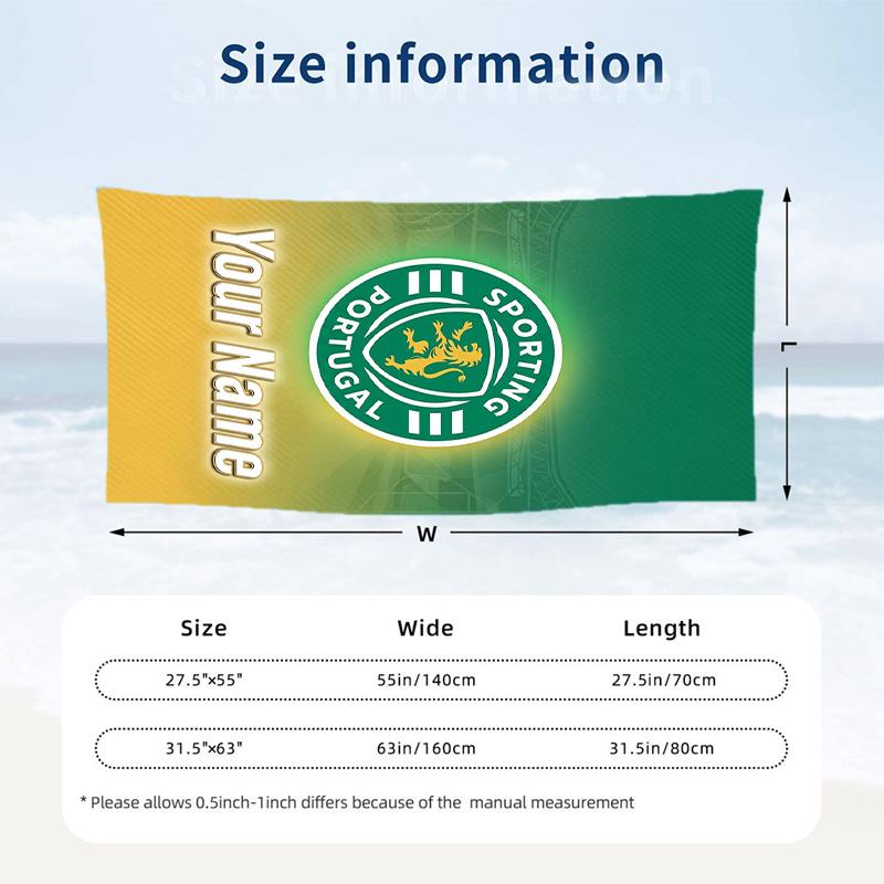 Beach Towel Sporting CP Print Custom Name Text Soft Towel for Swimming Pool