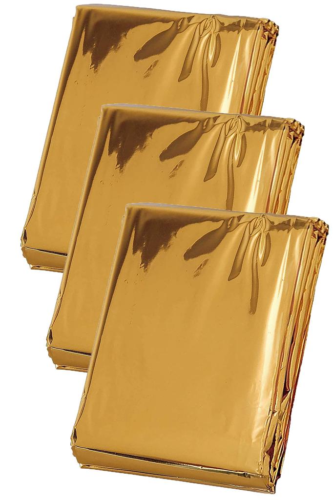 Large, lightweight, reversible survival sheet (for cold protection, heat retention, and heat insulation), 140 x 220 cm, set of 3