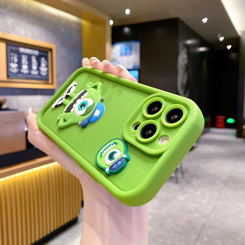 Applicable To iPhone17 Mobile Phone Case Green One-eyed Monster Apple 16promax Three-dimensional Cartoon Doll Foreign Trade Tide Case