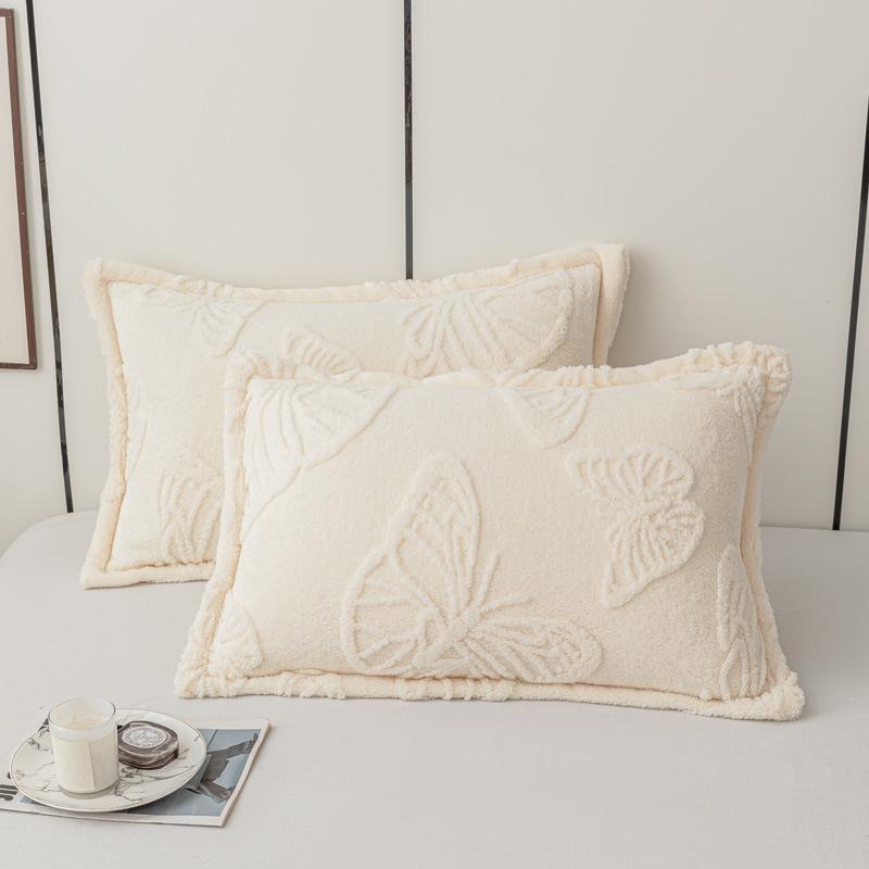 

48*74cm 2pcs Winter Pillow Cover Butterfly Jacquard Velvet Thickened Pillow Cases Cushion Cover For Home Soft Warm Pillowslip 48x74cm
