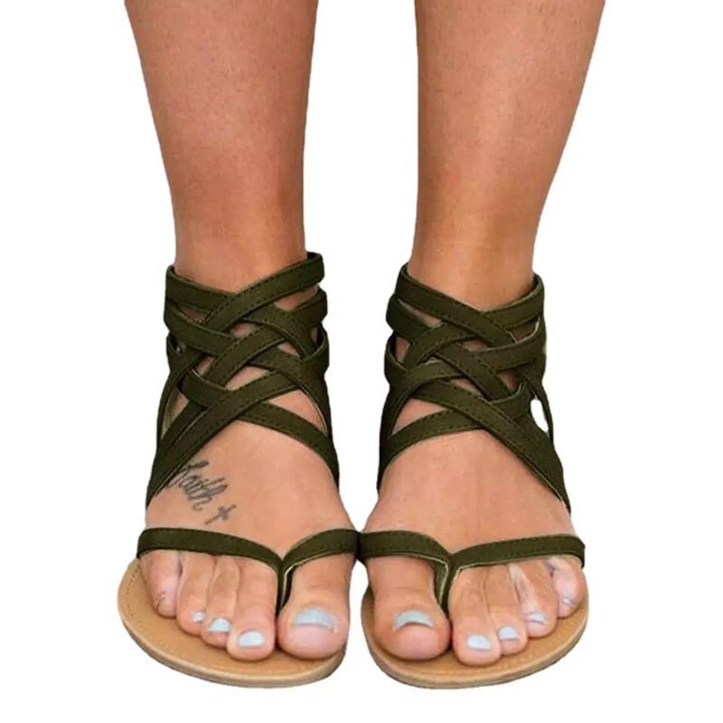 Flat-soled sandals women's woven toes women's sandals hollowed-out beach sandals women