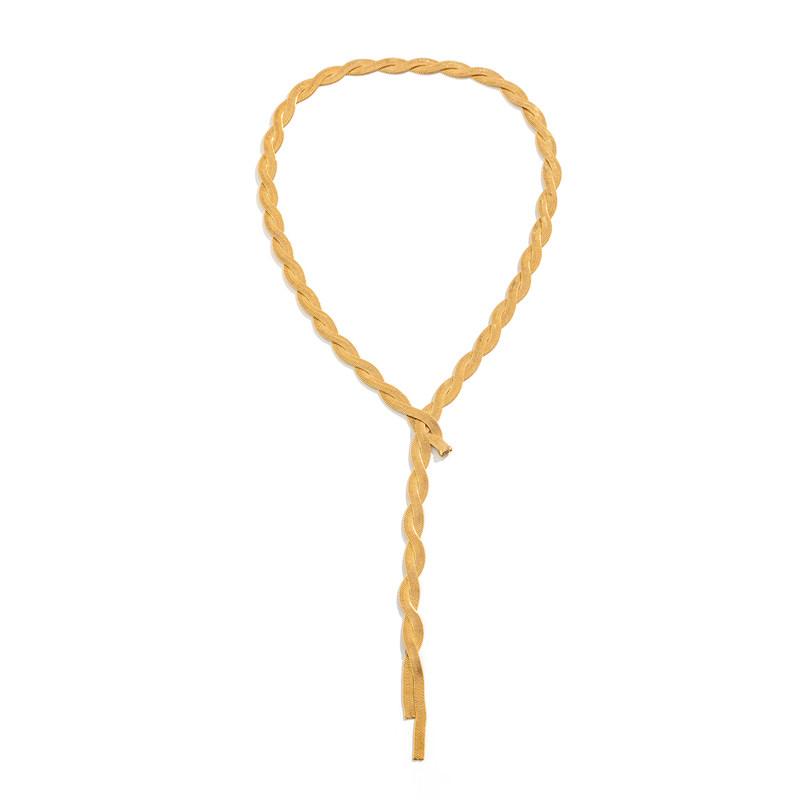 Woven Flat Snake Bone Chain Alloy Gold/Silver Plated Women s European American Fashionable Simple Cold Style T-stage Necklace