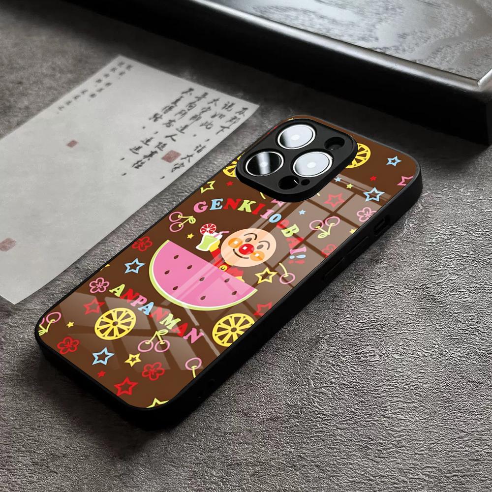Cartoon Cute Anpanman Phone Case For IPhone 15 Pro Max 14 Pro 12 11 13 Mini X XR XS 16 Plus SE Tempered Glass Back Cover