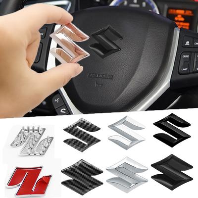S Logo ABS Car Steering Wheel Center Emblem Badge Stickers For Suzuki Tianyu SX4 Shangyue Ruiqi Alto Swift Baleno Auto Accessory