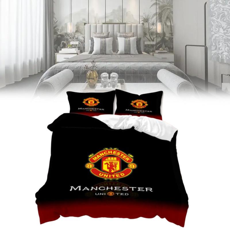 Manchester United Bedding Set With Soft Polyester Fabric For Fans Bedroom Decor