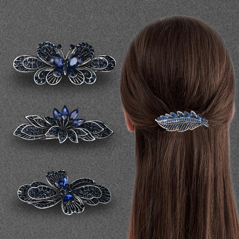 

Retro Crystal Duckbill Hairpin for Women - Small Spring Clip for Ponytails