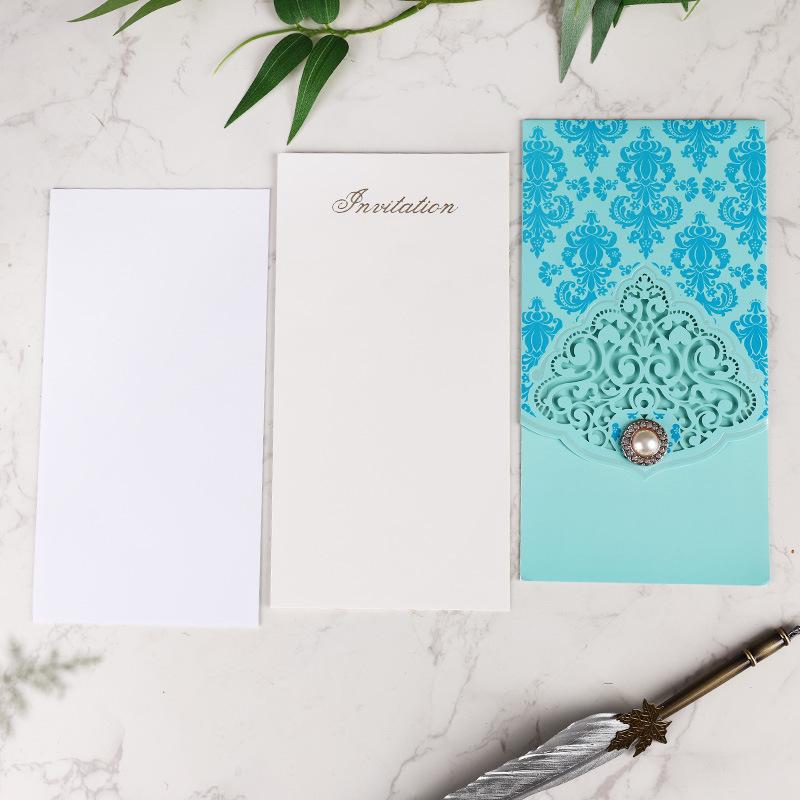 Elegant European Laser-Cut Pearl Greeting Card with Printable Invitation Page