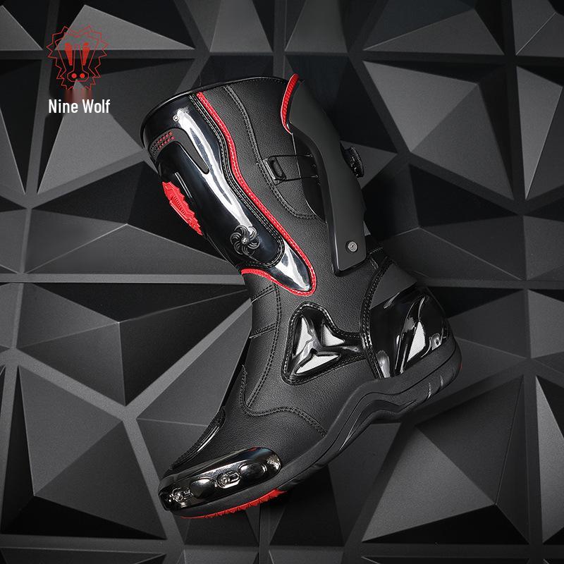 Unisex High-Top Off-Road Motorcycle Riding Boots with Rotary Buckle