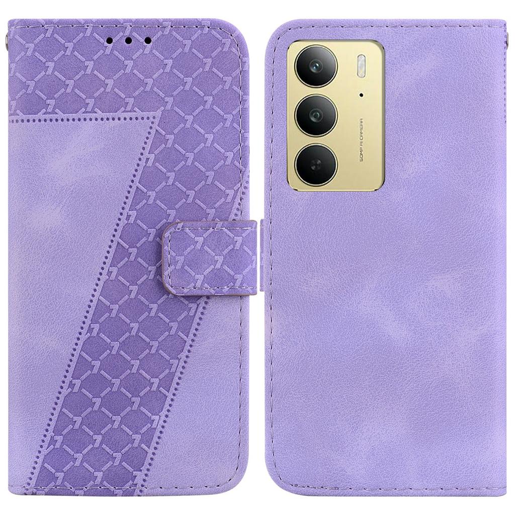 Dla Realme C75 4G Etui z podstawką Wzór 7-kształtny Imprint Skórzany Pokrowiec na Telefon