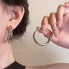 Minimalist Silver Needle Hoop Earrings - Light Luxury, Versatile, Women's High-End Metal Circle for Everyday Wear