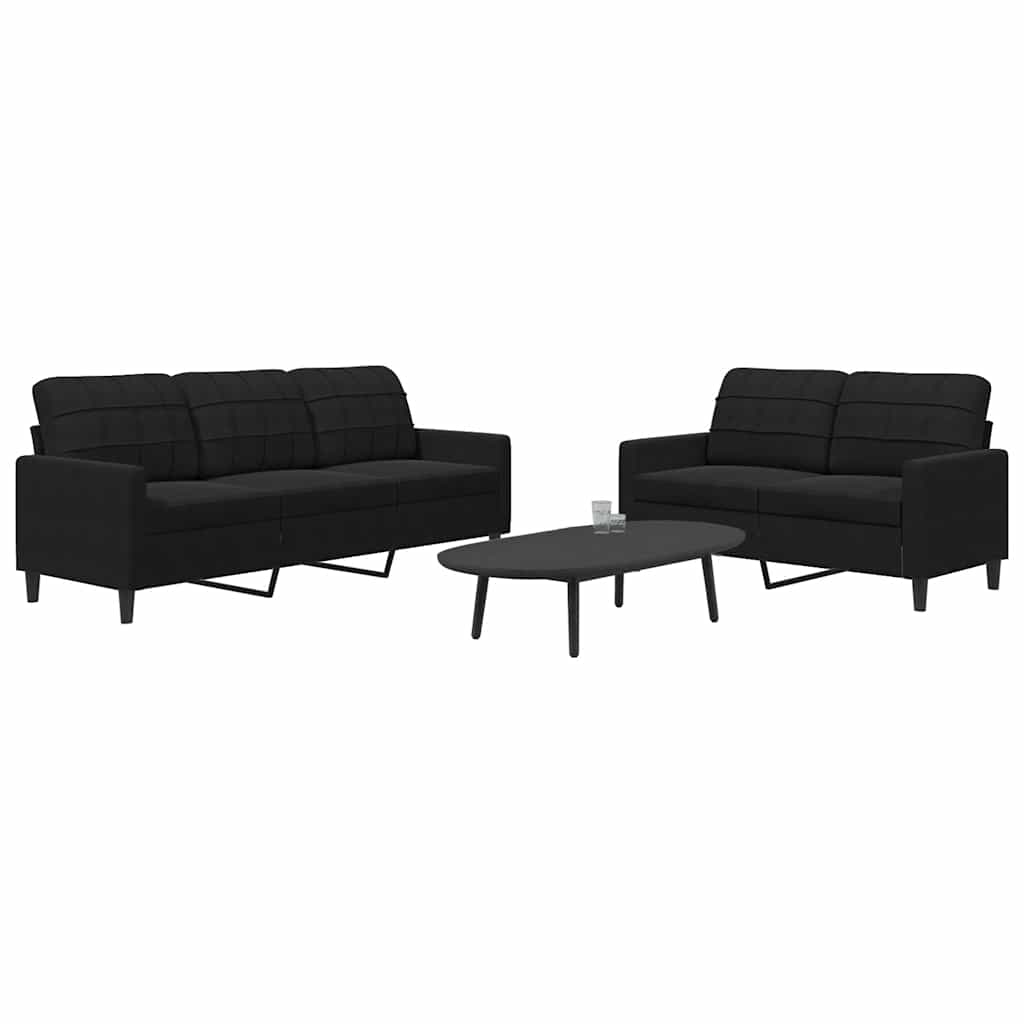 2 Piece Sofa Set with Cushions Black Velvet