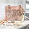 Y2k Women Vintage Ita Shoulder Bag Lolita Girl Transparent Pocket Fashion Aesthetic Crossbody Bags Cute Bow DIY Display Handbags