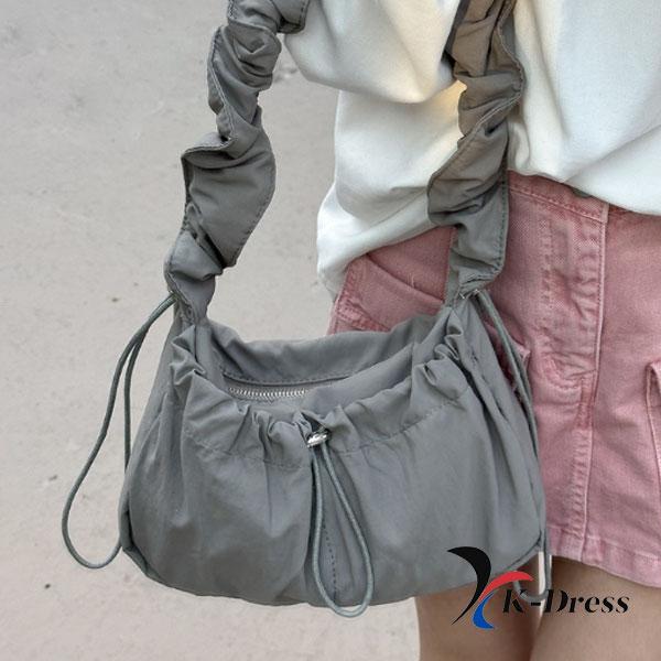 Shirring String Shoulder Bag Nylon Two-way Cross Bag