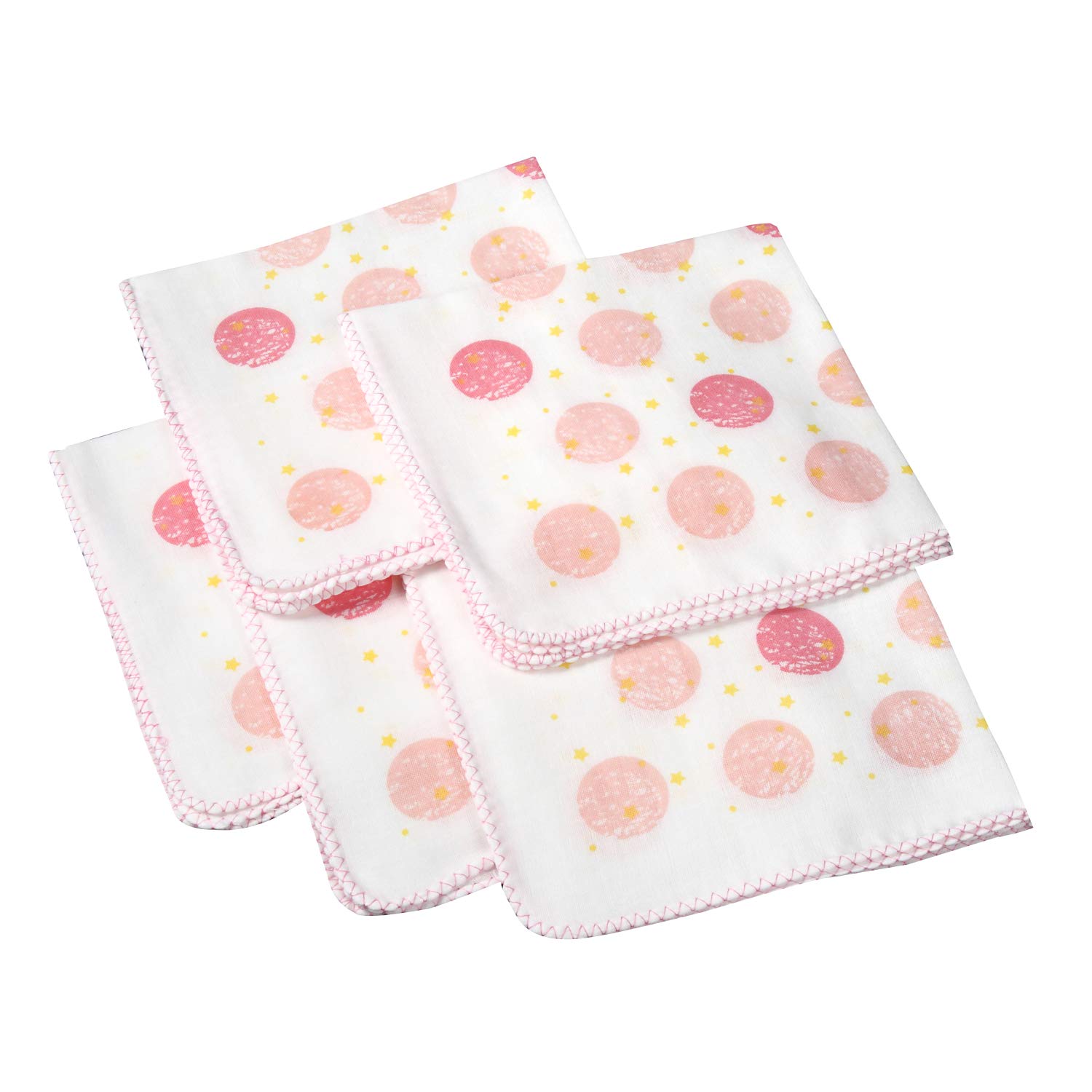 

Isamu Shokai Хлопковая двойная марля в горошек 32x32см 5 штук 100% Носовые платки, Япония, Розовый, (х 5),