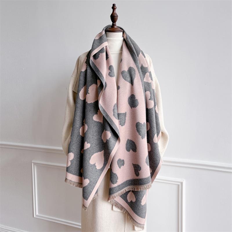 Luxury Winter Cashmere Scarf for Women Print Warm Pashmina Shawls Thick Blanket Lady Elegant Poncho Chunky Stoles Bufanda
