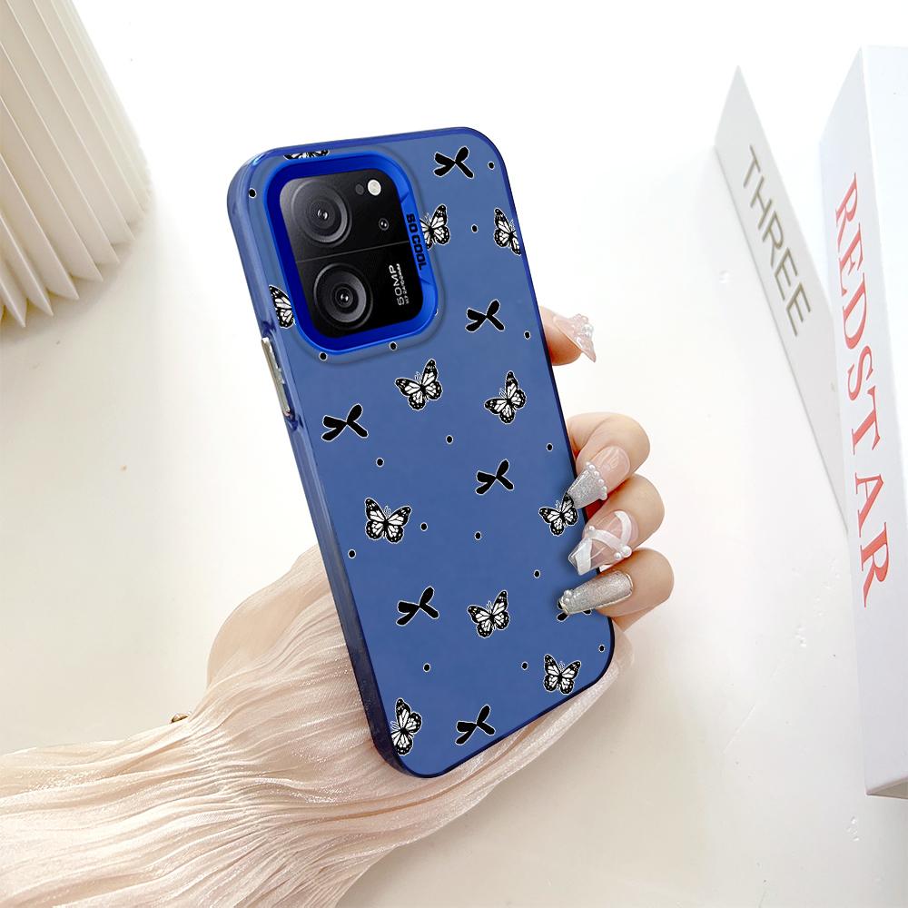 

Окрашенный узор, цветной серебристый, двухсторонний, жесткий, противоударный чехол для телефона Xiaomi Redmi Poco Redmi K40 Gaming синий