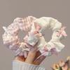 Sweet Pink and White Checkered Bow Large Intestine Hair Band High Appearance Level Hair Tie High Elasticity Rubber Band Headwear