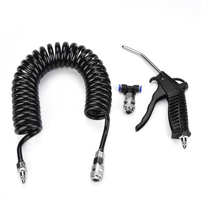 Black Air Duster Gun Pneumatic Wind Blowing Kit Set with Small EU Connector   PU Hose