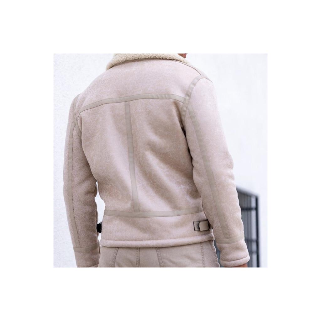 Men's Tan Color Napa Leather Cross Model Coat