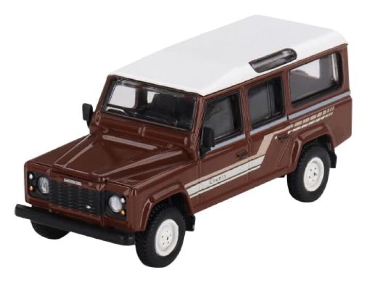 

MINI GT Scale Land Rover Defender 110 1985 County Station Russet Brown Finished Model 1/64 Wagon, (Right-Hand Drive),