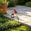 Colorful Hand Painted Garden Art Solar Light, Red Bird Lantern, Outdoor Stake Yard Decor, Unique Backyard Decorative Figurines Warm Glow Lantern