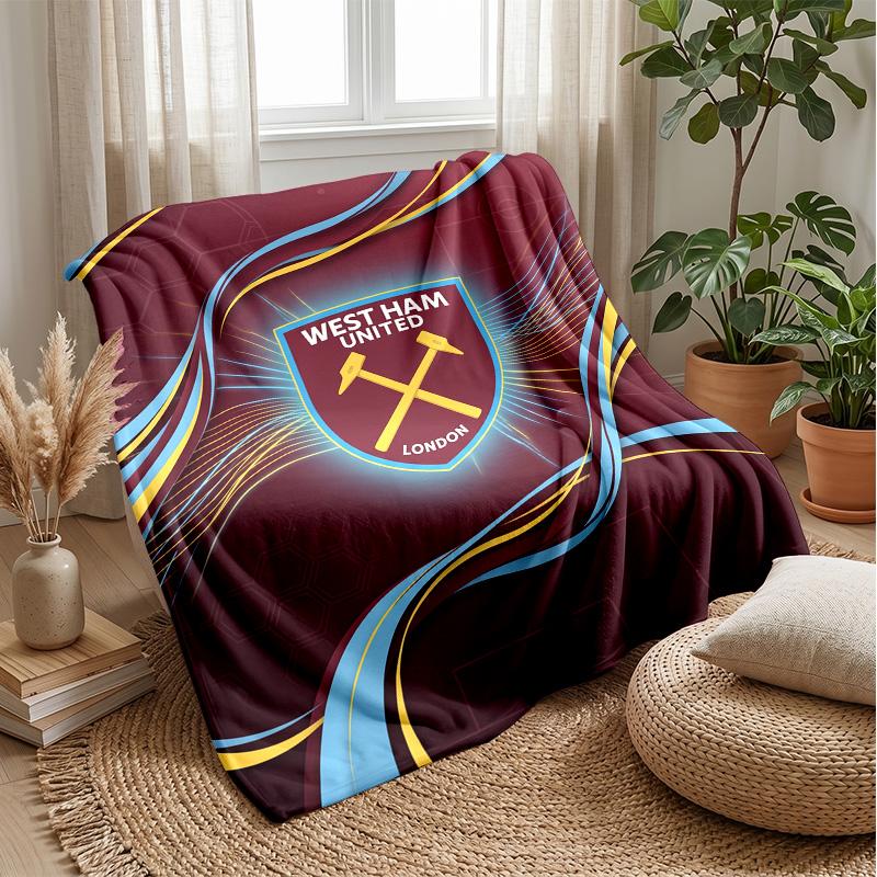 Coperta in Flanella con Stampa West Ham United, Morbida Calda Leggera Coperta da Divano Letto Campeggio
