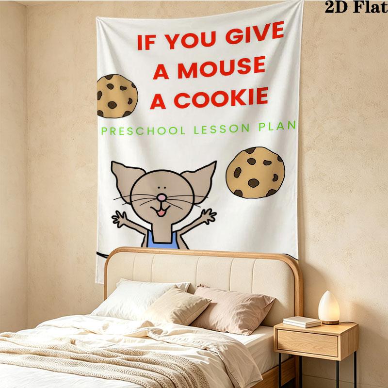 If Give Mouse Cookie Wall Tapestry Aesthetic Wall Hanging Printed Fabric Blanket Decorative Tapestries For Bedroom Living Room Home Decor