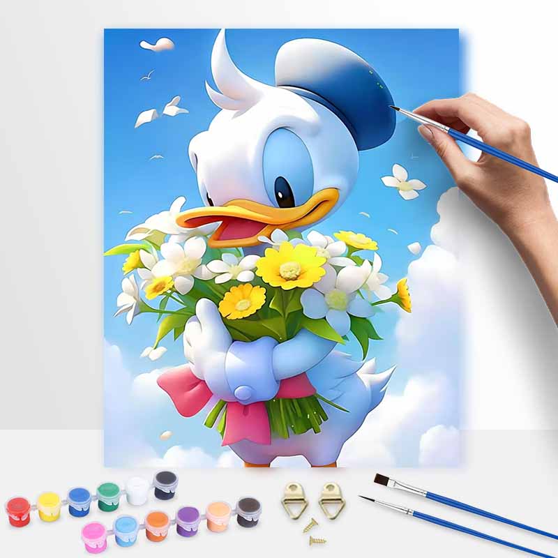 Disney Paint By Number Kit Donald Duck Flowers Drawing Canvas DIY Picture Home Decor Artistic Craft Gifts For Adults Wall Art Decor