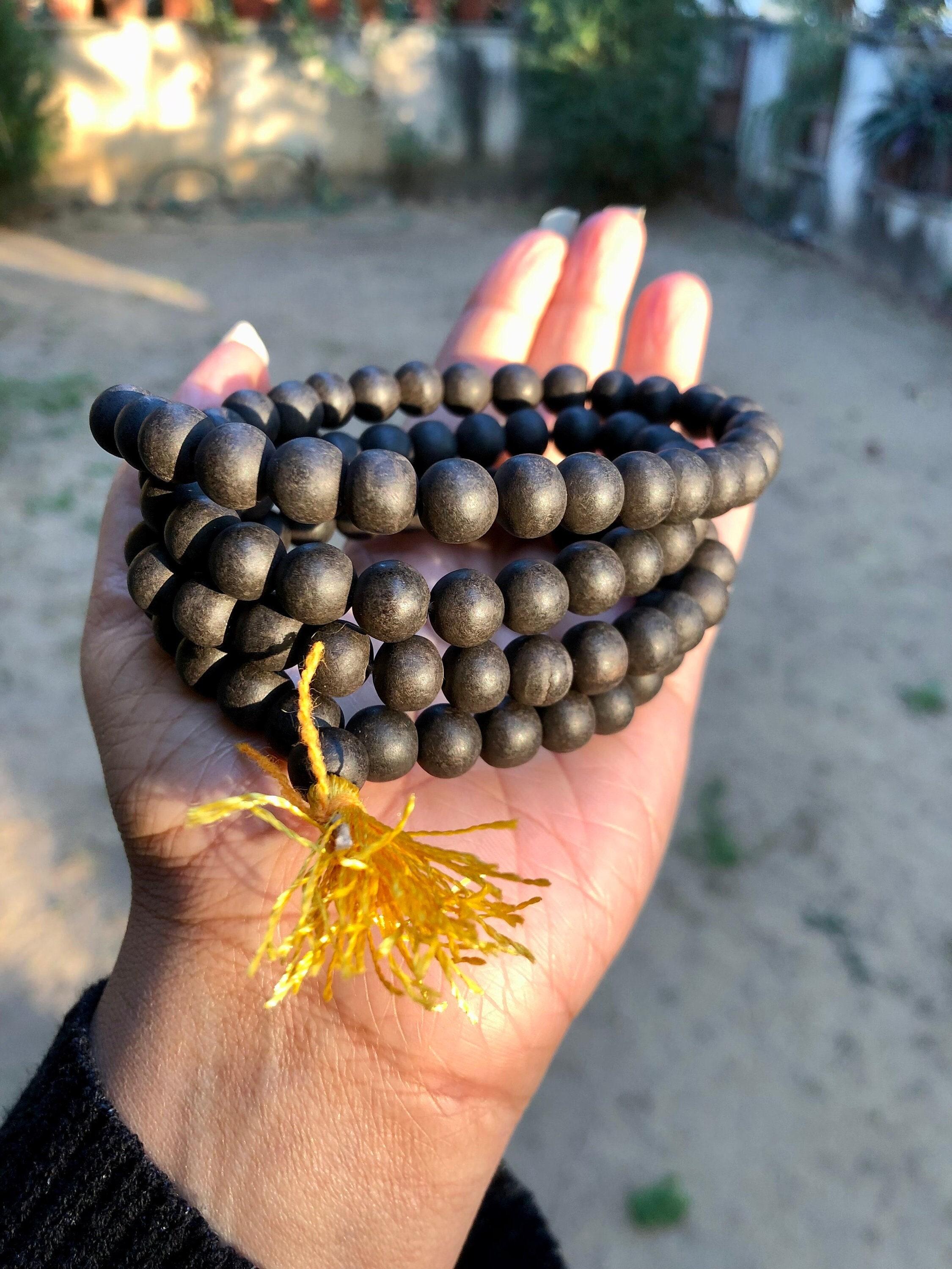 Original Ebony Wood 108+1 Beads 9-10 mm, Natural Karungali Malai Mala ROSARY, Indian Origin, Rosary Jaap Mala Yoga Prayer, Free Ship One Size
