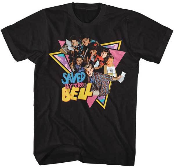 Saved By The Bell Group Photo Colored Triangle Background Men T Shirt L