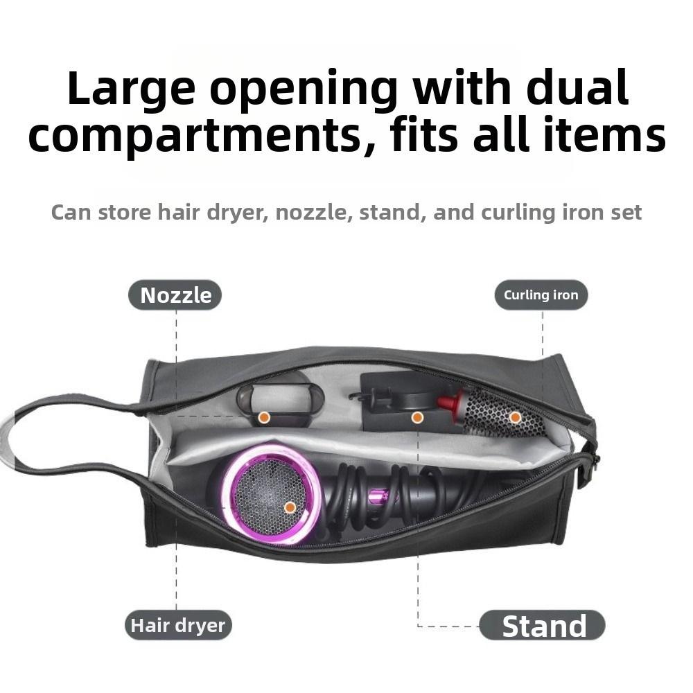 PU Leather Hair Dryer Storage Bag Waterproof Large Capacity Portable Travel Case Durable Dustproof Carrying Case