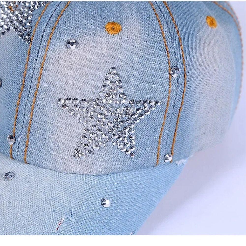 Adjustable Rhinestone Baseball Cap Sunshade Cotton Denim Baseball Cap 2025 Sequins Sports Hat