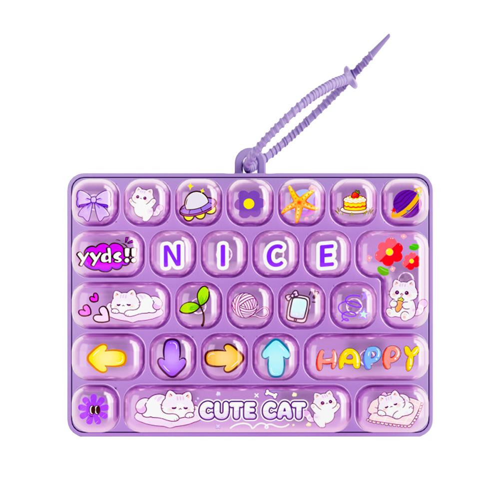Keyboard Fidget Toy 26 Key Mechanical Pressing Toy Cute Animal Diary Pendant Bag Keychain Anti Stress Relief Toys Adults