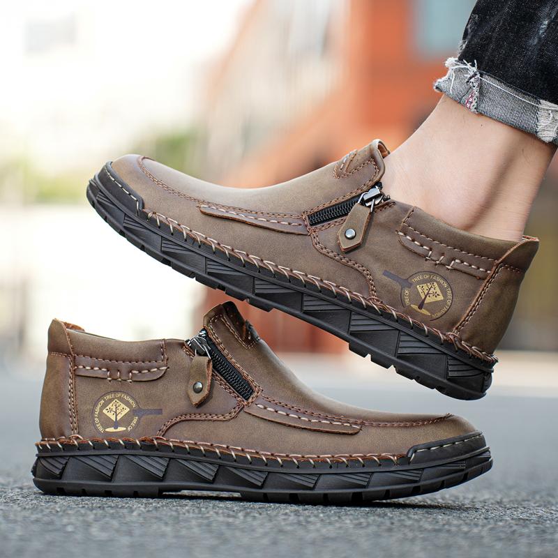 Handmade Split Leather Boots Men Shoes Comfortable Ankle Boots For Men Casual Shoes Large Size Tooling Shoes