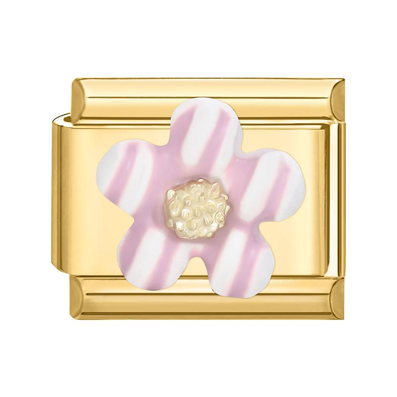 Gold Color Rose Flower Butterfly Heart Cherry Zircon Italian Charm Links Fit 9mm Stainless Steel Bracelet Women DIY Making Gifts