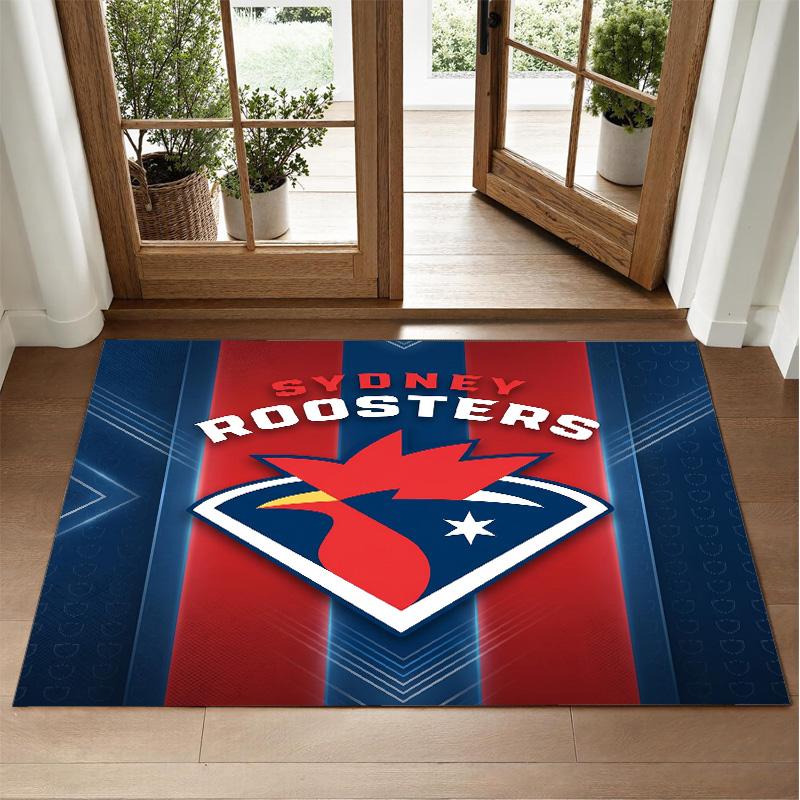 Sydney Roosters Design Crystal Velvet Rug Soft Decorative Mat for Bedroom Entrance