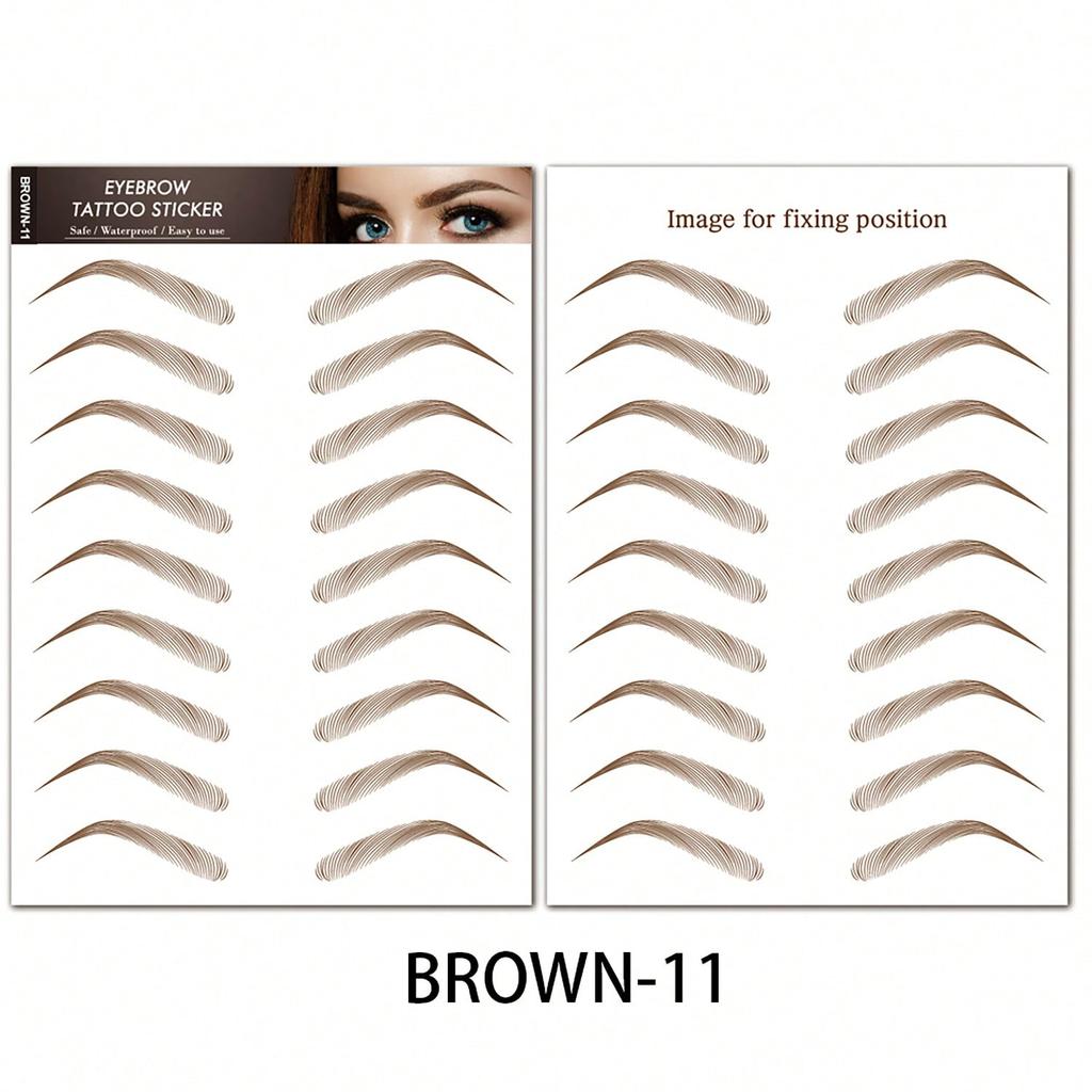 1 Sheet 6D Natural Black Brown Eyebrow Tattoo Sticker, Waterproof And Sweatproof Party Prom Dress Up Quick Makeup Disposable Temporary Eyebrow Tattoo